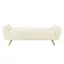 Cream Faux Shearling Storage Bench with Wood Legs