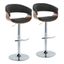 Set of 2 Charcoal Fabric and Chrome Adjustable Swivel Barstools