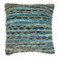 Handwoven Blue and Beige Cotton Jute Throw Pillow, 20x20