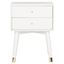 Transitional Gold/White 2-Drawer Nightstand with Metallic Accents