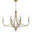 Brushed Honey Gold 40" 6-Light Candle Chandelier