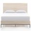 Cream Poplar King Bed with Metal Frame and Wood Headboard
