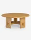 Natural Oak Round Coffee Table with Plank Base, 38"