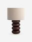 Walnut Sculptural Table Lamp with Linen Shade