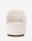 Knoll Natural Barrel Leather Swivel Chair with Wooden Base