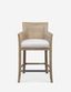 Coastal White Wood and Metal Counter Stool with Off-White Cushion