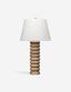 Natural Bleached Wood Beaded Table Lamp with Linen Shade