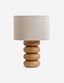 Natural Oak Sculptural Table Lamp with Linen Shade