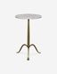 Round Stone and Metal Side Table with Antique Brass Finish