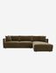 Brown Velvet Right-Facing Sectional Sofa with Down Fill Cushions