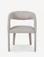 Savile Flannel Gray Upholstered Arm Chair with Wood & Cane Accents