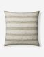 Ivory and Olive Striped Cotton Down Pillow 22" x 22"