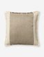 Ivory and Earth Square Cotton Jute Pillow with Fringe