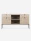 Contemporary White Modular Filing Credenza with Leather Pulls