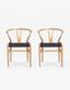 Evelina Natural Beech Wood and Black Rush Wishbone Side Chair