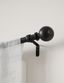 Adjustable Matte Black Steel Curtain Rod with Finials