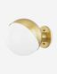 Bodie Aged Brass Dimmable Bowl Sconce with White Glass Shade