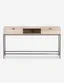 Mid-Century Modern Dove Poplar Console Table with Leather Pulls