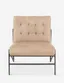 27'' Beige Burlap and Leather Slipper Accent Chair with Wood Frame
