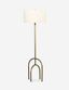 Arc Antique Brass Floor Lamp with Cotton Shade