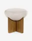 18'' Contemporary White Round Ottoman with Ash Wood Base