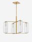Aged Brass Capsule Chandelier with Clear Etched Glass Shades