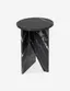 Biagio 14" Round Black Marble & Wood Side Table