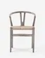 Gray Teak Parsons Dining Chair with Woven Wicker